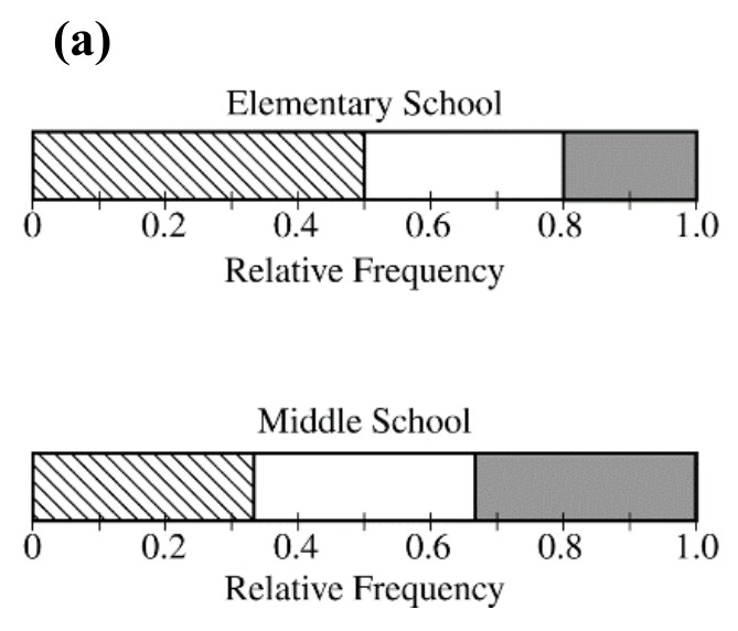 Completed segmented bar graphs for the elementary and middle schools.