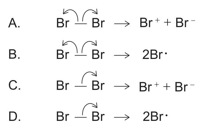 Original rows A–D showing Br–Br bond fission.