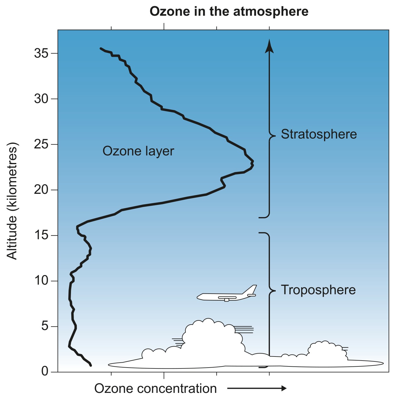 Figure Ozone concentration by altitude in the atmosphere