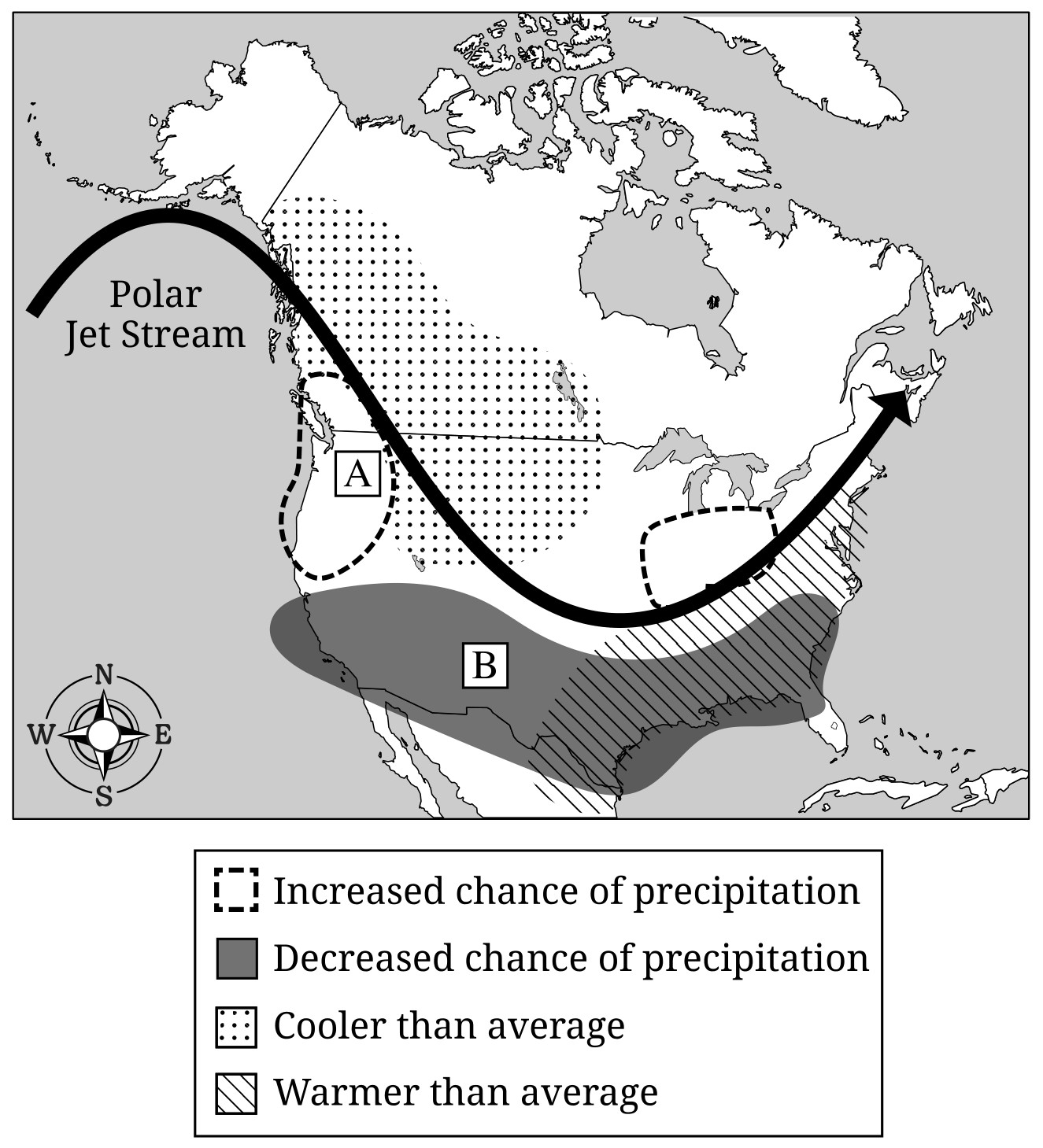 Figure 2. Polar Jet Stream and Climate Conditions in North America