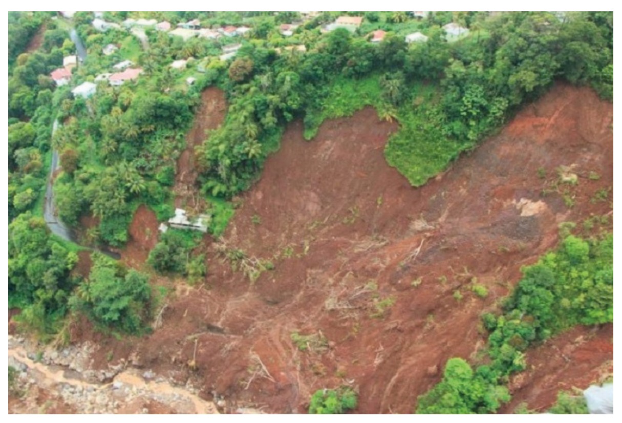 Figure 3(d): Landslide caused by heavy rains after a hurricane