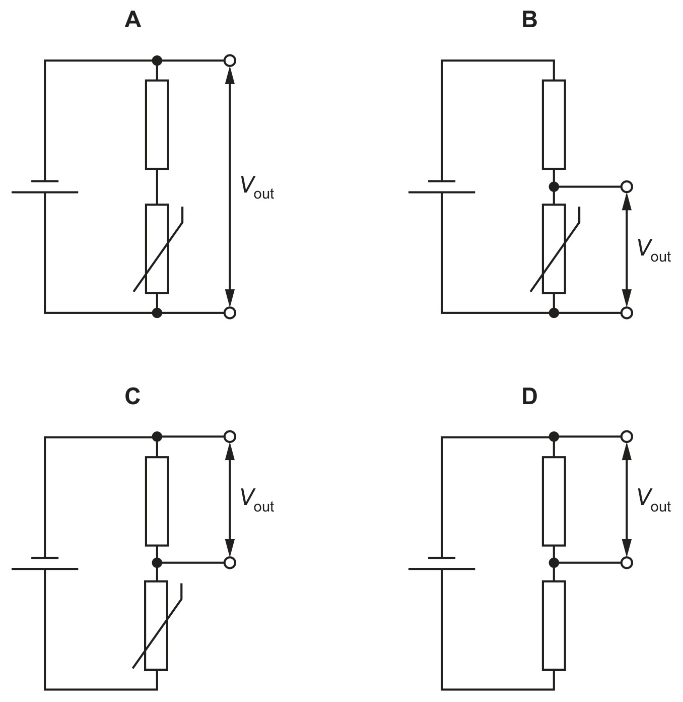 Figure for Question CAIE A-Level Physics AS 10.3.4 The Use of Thermistors and Light Dependent Resistors in Potential Dividers Questions question 1 — CAIE A-Level Physics AS