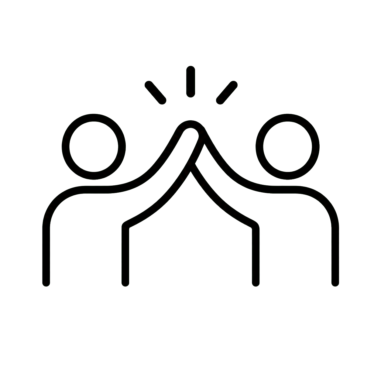 Line icon of two teammates high-fiving