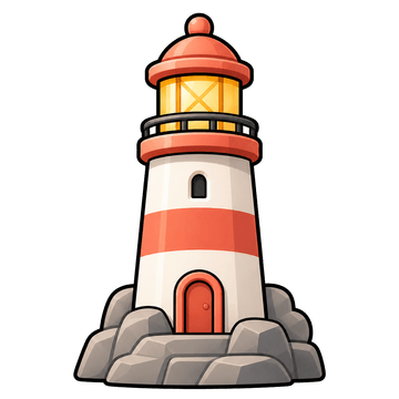 A coral lighthouse representing clear direction for exam study