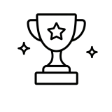 Line icon of a trophy for students mastering exam chapters