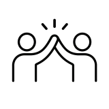 Line icon of two teammates high-fiving